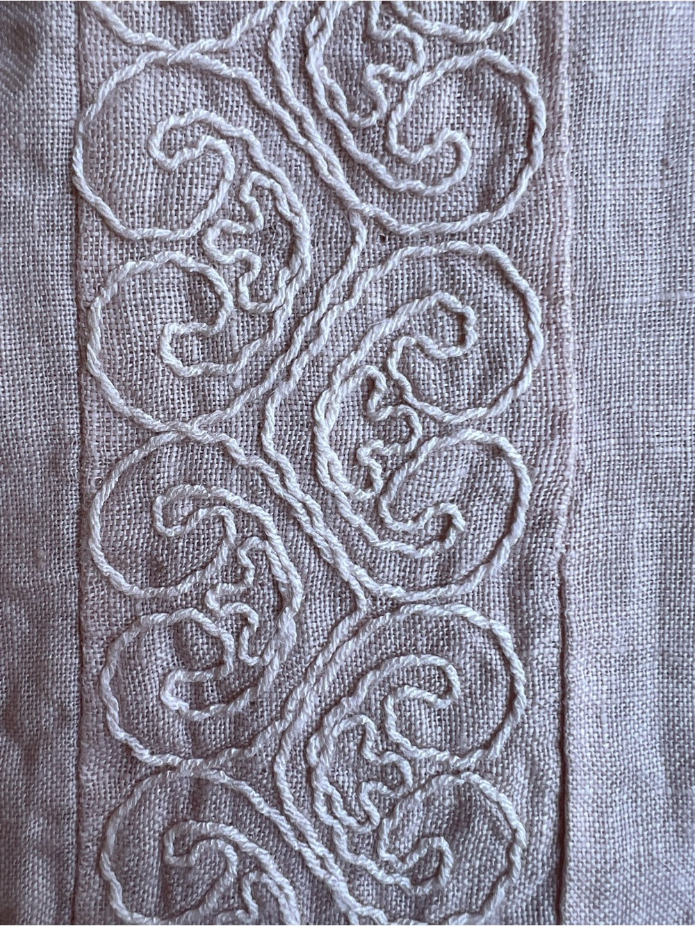 Valentina Naldi Blush Tunic/ Dress Sz M 100% Linen Embroidered Front Italy Boho - Picture 3 of 12